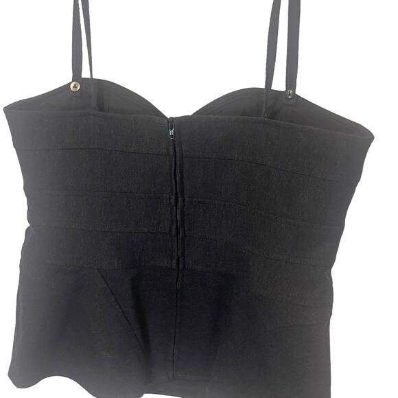 Nanette Lepore Y2k Women's Size 8 Dark Grey Corset Gothic Top - Picture 9 of 11
